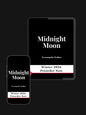 Book cover for Midnight Moon by Tywanquila Walker, displayed on tablet and phone with a preorder announcement for Winter 2026.