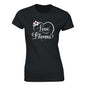 Black short sleeved Love Blooms heart t-shirt.