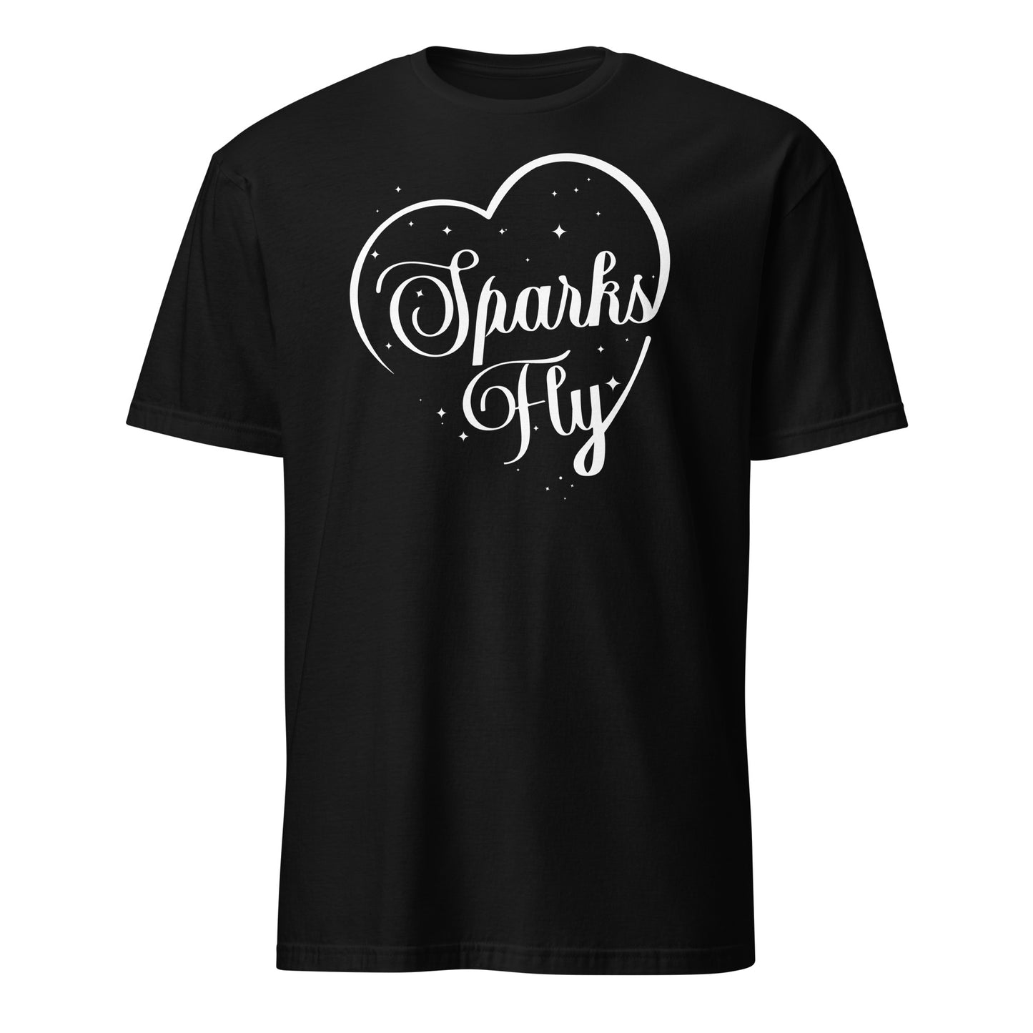 Black Sparks Fly Hearts t-shirt.
