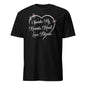 Black Love's Journey Heart t-shirt. Heart with the words Sparks Fly, Hearts Heal, Love Blooms.